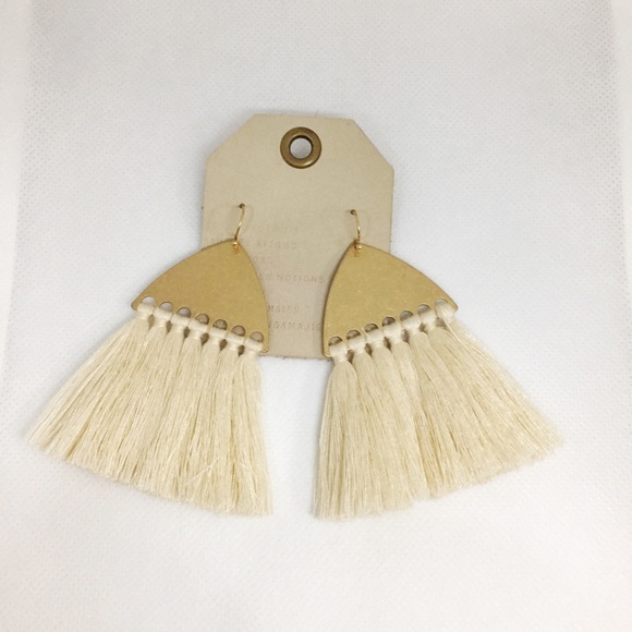 NWT Anthropologie cream tassels earrings - Picture 2 of 4